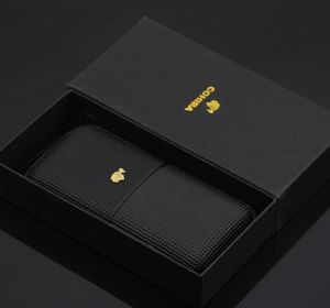 Hochwertiger Humidor aus schwarzem Leder für 3 Zigarren mit schwarzer Geschenkbox7101937