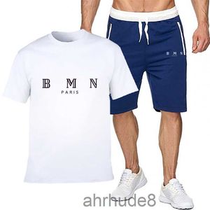 Mens Sports Suit Tracksuits T-shirt Letter Print andningsbar Summer Color Contrast Top Shorts Outdoor Asian Size S-3XL Sportswear AS1R