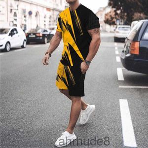 Mens Tracksuits Rain Suits Big and Tall Men Summer Fashion Leisure Trend 3D Digital Printed Short Sleeve Shorts Set Two Piece Setmens 6fn4