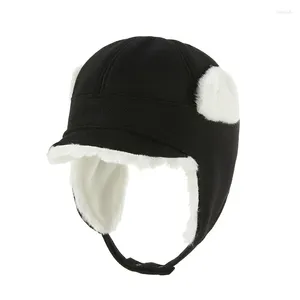 Berets Homens Mulheres Chapéu Russo Trapper Bomber Quente Soldado Ear Flaps Inverno Ski Faux Fur Cap Feltro Gorros Bonnet Grande Tamanho Chapéus de Neve