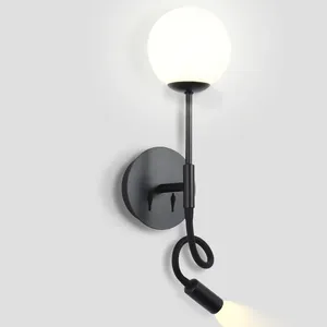 Vägglampa zerouno modern enkel led sängläsning ljus för sovrum el headboard nattbok med 3W plats