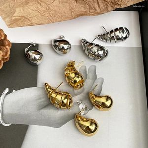 Серьги-гвоздики из металла с каплями воды, эффектные украшения для ушей для женщин