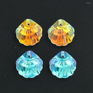 Chandelier Crystal 5pcs Carved Shell Beads Pendant Single Hole Scallop Faceted Glass Prism Light Shadow Charm Garden Hang Decor Accessories