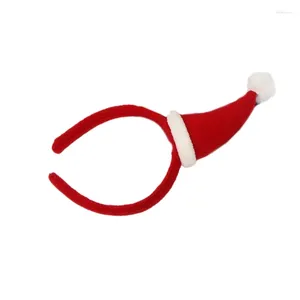 Hair Clips Mini Santa Hat Headband With Pompoms Red Hoop Novelty Party Headdress Headwear Accessories