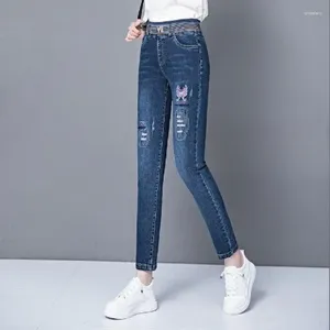 Dżinsy damskie z kieszeniami Slim Fit Spoders Skinny Spodnie dla kobiet niebieskie damskie wysokie talia s średnie rozciąganie