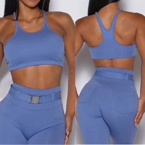 Yoga Outfit 2024 Nylon Bra Top Women Sexy Tight Sports Gym Fitness Women's Underwear Chest Pad Removable Anti-shake