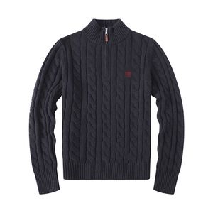 Sweater de moda masculina de luxo Marca de designer pônei quente retro bordado respirável praia cashmere algodão misto meio zíper com suéter casual masculino