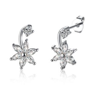 925 silver crystal ladies earrings K gold zircon six petals inlaid zircon earrings white gold earrings wholer E092c6773777