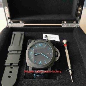 VS Factory Mens Watch Super Quality 44mm Carbotech 1661 1661 Carbon Fiber Leather Bands Luminova Watches Cal.P.9010 Movement Mechanical Automatic Menの腕時計