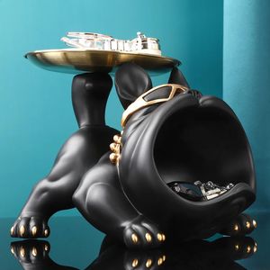 Big Mouth French Bulldog Storage Box Tabletop Decoration Dog Butler Staute Design Tray Animal Harts Sculpture Room Decor 240127