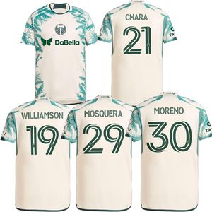 2024 Portland Home Timbers Camisas de futebol 24 25 CHARA 21 WILLIAMSON 19 MOSQUERA 29 MORENO 30 MATURE UNITES US Jersey camisas de futebol fora