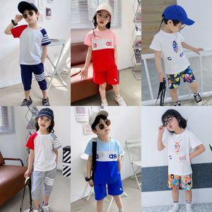 kids T-shirts set Summer baby palm boys girls Stylist clothes Quarter Cropped pants children youth toddler Pure cotton two-piece set o3zf#