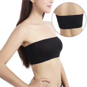 Bustiers espartilhos moda sexy sutiã tubo topos roupa interior feminina preto sólido sem costura bandeau topo colheita senhoras marca roupas íntimas