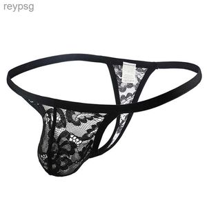 Briefs Panties CLEVER-MENMODE Mens Sexy Sheer Lace Underwear Transparent Floral Mesh Thong Erotic Fetish Sissy Gay Bikini Lingerie YQ240215