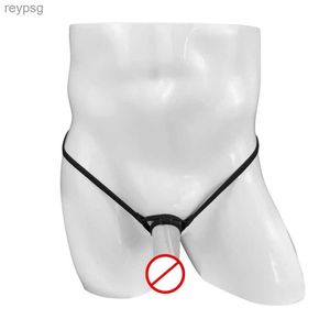 Briefs Panties Sexy Hot Mens Cock Ring Underwear Man Open Crotch G-string Penis Hole Thongs Men Erotic Lingerie Crotchless Thin String YQ240215