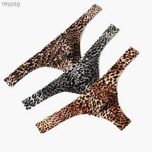 Cuecas Calcinhas Marca Mens Bolsa Biquíni Cueca Leopardo Impresso Bulge Thong Homens Plus Size M-3XL Tanga Sexy Homme Low Rise Cuecas Masculinas YQ240215