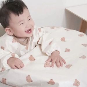 Koreanisches Baby-Lätzchen, Anti-Schmutz, wasserdicht, integriertes Langarm-Lätzchen, Kleinkind-Esszimmerstuhl, groß, für 6–36 Monate, waschbares Lätzchen 240124