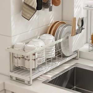 Kitchen Storage Narrow Slit Sink Drain Basket Tabletop Dish Rack Multi Grid Card Slot Cutlery Holder Large Capacity Shelf