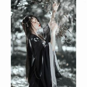 Bühne tragen Hanfu Kleid Frauen Alte Chinesische Traditionelle Set Weibliche Cosplay Kostüm Sommer Schwarze Jacke Mit Weißen Sets