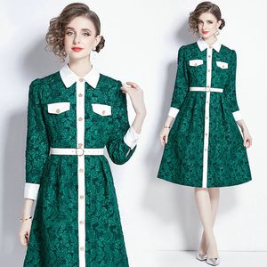Boutique feminino jacquard vestido de manga longa 2024 primavera outono vestidos high-end temperamento senhora vestidos ol vestidos de pista