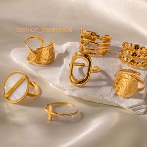 2023 novas meninas moda anel de aço inoxidável jóias empilhamento 18k ouro pvd chapeamento anel mínimo anel de casamento banda atacado