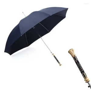 Umbrellas Men Advanced Luxury Straight Rod Hand Sewing Umbrella Retro Automatic Allweather Sun Protection UV Rain Gear