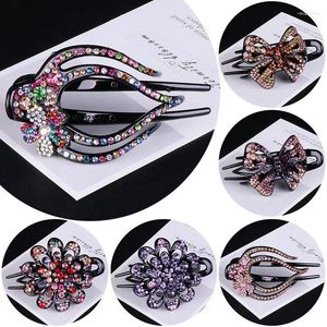 Haarspangen Mode Bunte Blume Kristall Klaue Strass Haarnadel Hohl Herz Clip Haarspange Frauen Zubehör Geschenke