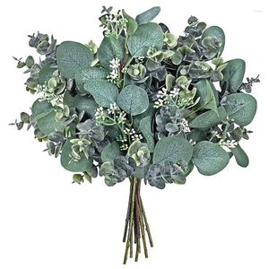 Декоративные цветы 12 шт. смешанные листья эвкалипта выбирают искусственные посеянные стебли серебряного доллара, ветки искусственной зелени