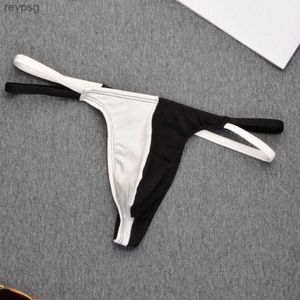 Briefs Panties Sexy Men Thong G-String T-Back Peni Bulge Pouch Underwear Stretch Jockstraps Open Butt Erotic Langerie YQ240215