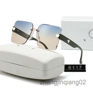 Designer Versage Solglasögon Cycle Luxury Fashion Sports Polarize Solglasögon Män Kvinna Summer Vintage Driving Beach Baseball Blue Black Frameless Square Sun Glasses