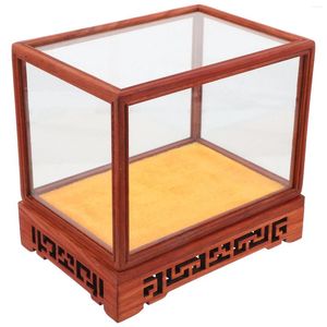 Hooks Transparent Display Box Glasfodral för figurer Skåp Dammsäkra modellhållare Ornament