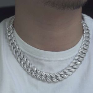 Sier/14K Gold 6mm/12mm/13mm VVS D Färghanduppsättning Iced Moissanite Prong Hip Hop Cuban Link Chain Custom Necklace