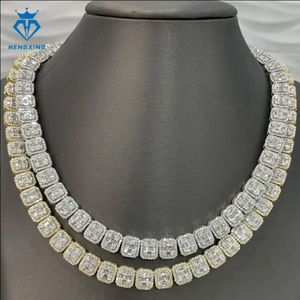 Joias de hip hop 12mm sier mão incrustada moissanite diamante gelo fora colar de corrente de doce de rocha