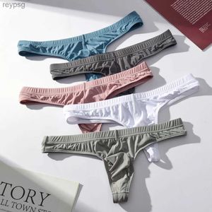 Трусы Трусики Мужское нижнее белье T Back G String Сексуальные дышащие стринги Бандаж Мужчины Ice Silk Прозрачные стринги Танга Мужские трусы YQ240215