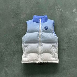 2024 Nya män Trapstar Jacket Irongate Badge Gilte-Ice Blue Embroidered Lettering Zip Stängning Vest Women Surminy Simplicity Fashion 555VVVVV