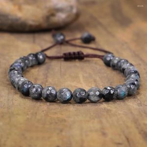 Braccialetti con ciondoli Bracciale in pietra labradorite nera sfaccettata Natrul per donna Uomo Gioielli Yoga Bijoux