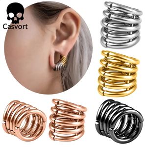 Casvort 00 g Stapelringe Lobe Cuff Ohrmessgeräte Plugs Tunnel Keilrahmen Ohrring Clip auf Knorpel Hochzeit Körperschmuck 240130