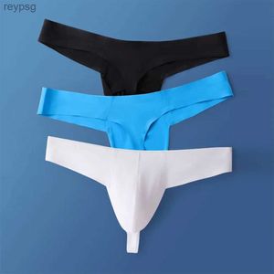 Briefs Panties 3Pcs/Pack Men Ice Silk Thong Ultra Thin Breathable Underwear Low Waist Sexy G-String U Pouch Jockstrap Underpants Free Shipping YQ240215