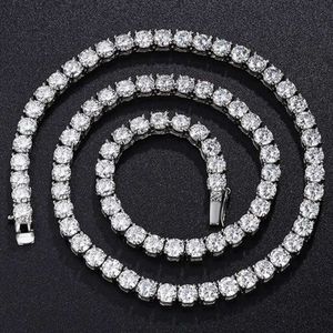 Fine Jewelry Hip Hop Sterling Sier VVS Moissanite Diamond Classic Tennis Chain Necklace For Men Women