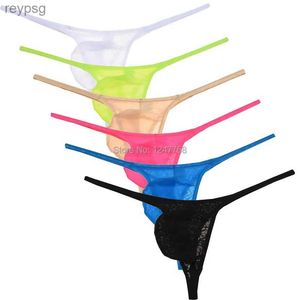 Briefs Panties Mens Jacquard Underwear Male Posing Secret Slim String Thong Trunks Lace Micro T-back Homme YQ240215