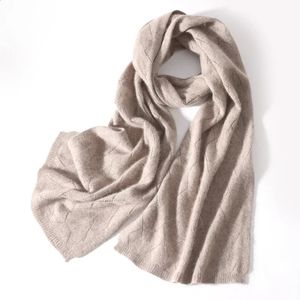 100%Pure Wool Long Scarf Women Sticked Winter Autumn Minimalist Wrap Hijabs Warm Moft Cashmere Pashmina Shawl Neck Warmer Kvinna 240127