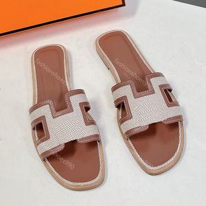 Luxury Slides Designer Slippers Women Shoes High Quality real leather mens Casual Sandals Scuffs Lazy Flats Summer outdoor Beach Sandal Hollow out With Box 10A