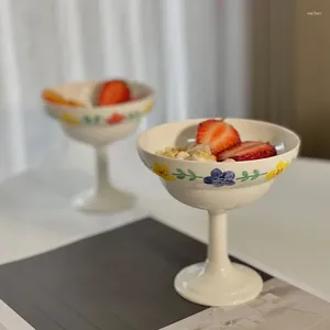 머그잔 잔할 과일 컵 디저트 아이스크림 장 페인트 뼈 중국 꽃 패턴 가정용 수프 컵 220ml