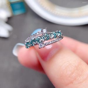 Кольца кластера MeiBaPJ зеленый/розовый/оранжевый/синий муассанит с бриллиантом модное кольцо для женщин стерлингового серебра 925 пробы изысканные свадебные украшения