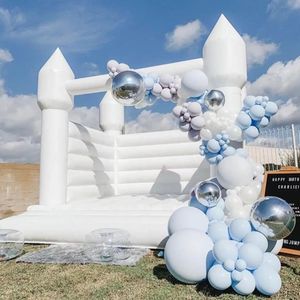 wholesale 2.5x2.5m (8.2x8.2ft) full PVC Wedding Bouncy Castle Inflatable Jumping Bed Bounce House jumper white bouncer house For Fun kids toys Inside Outdoor with blower