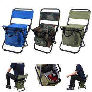 Outdoor Folding Chair Camping Fishing Chair Stool Portable Backpack Cooler Insulated Picnic Tools Bag Hiking Seat Table Bag 240124