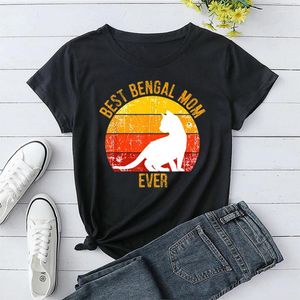 Men's T Shirts BENGAL MOM EVER Print T-Shirt Harajuku Shirt Hip Hop Streetwear Summer Cat Kawaii Clothing Mother's Day Tops Tees