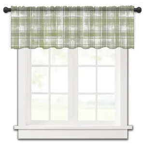 Tenda verde acquerello chiazzato a quadri scozzese finestra tulle velato breve soggiorno decorazioni per la casa tende in voile