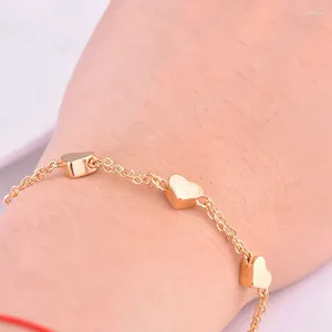 Braccialetti a maglie Donna Ragazza Colore oro Bracciale a catena con perline fortunate a forma di cuore Regali di gioielli di moda per San Valentino