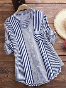 Plus Size 5XL Casual Loose Cotton Linen Women Shirts Spring Summer Short Sleeve Oversize Blouse Button Down Womens Blouses Tunic 240202